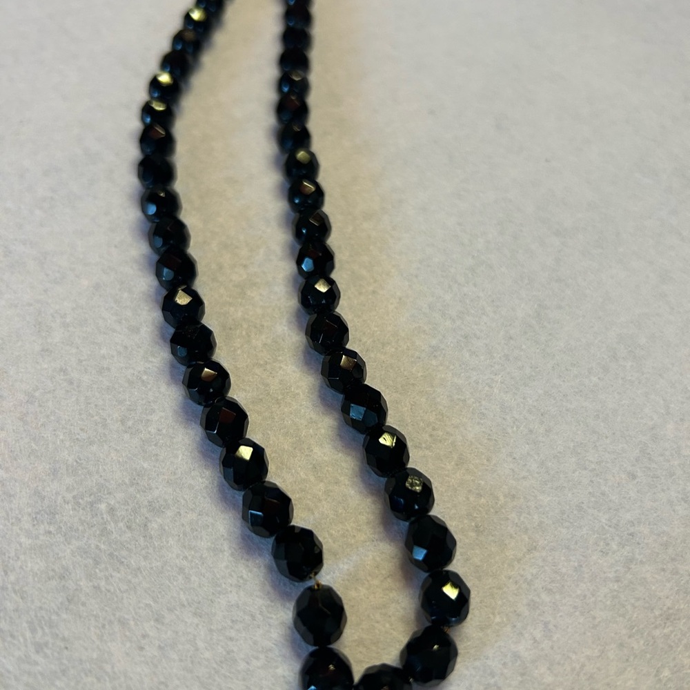 Vintage Black Faceted Bead Necklace